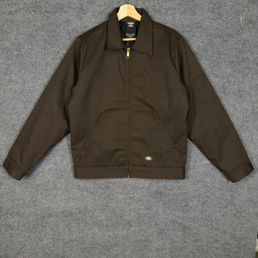 Dickies Mens Eisenhower Icons Work Jacket Small Brown Quilted Lined Workwear